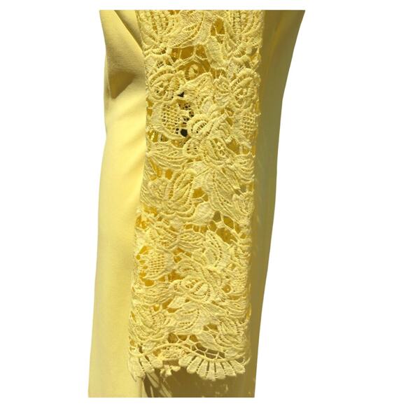 Marina Bright Yellow Lace Sleeve Sheath Dress Party Wedding Size S NWT - Picture 9 of 11